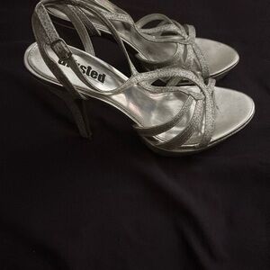 Twisted Silver Strappy Heels